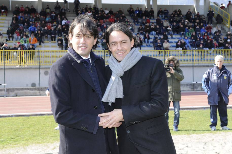 Pippo Inzaghi (a destra) con Simone nel 